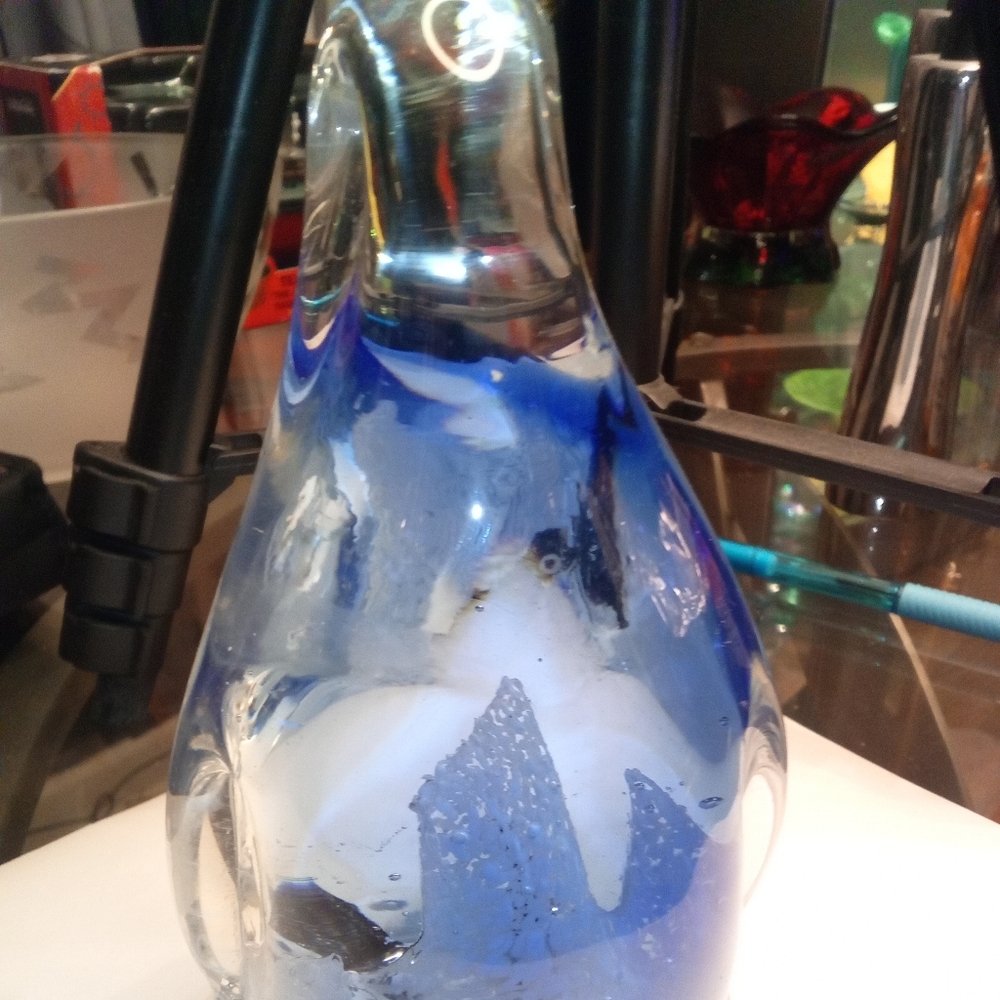 Artistic Blue and Clear Glass Sculpture